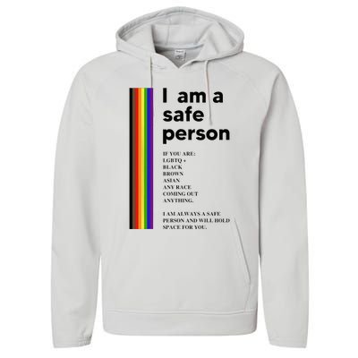 I Am A Safe Person Ally LGBT Proud Gay Lesbian LGBT Month Performance Fleece Hoodie