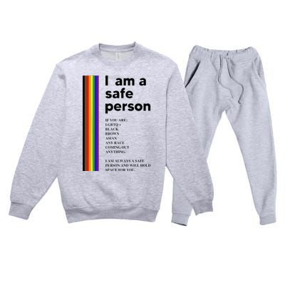 I Am A Safe Person Ally LGBT Proud Gay Lesbian LGBT Month Premium Crewneck Sweatsuit Set