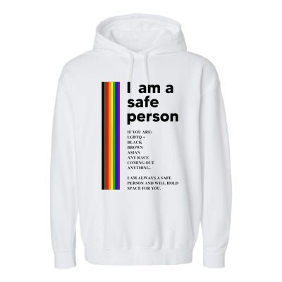 I Am A Safe Person Ally LGBT Proud Gay Lesbian LGBT Month Garment-Dyed Fleece Hoodie