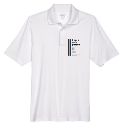 I Am A Safe Person Ally LGBT Proud Gay Lesbian LGBT Month Men's Origin Performance Pique Polo