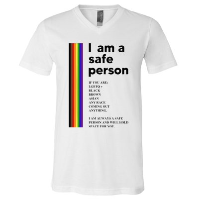 I Am A Safe Person Ally LGBT Proud Gay Lesbian LGBT Month V-Neck T-Shirt