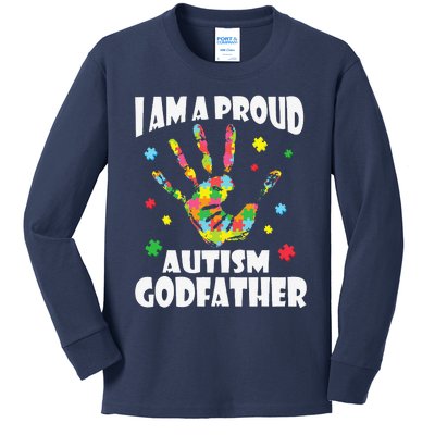 I Am A Proud Autism Godfather Love Support Teach Kids Long Sleeve Shirt