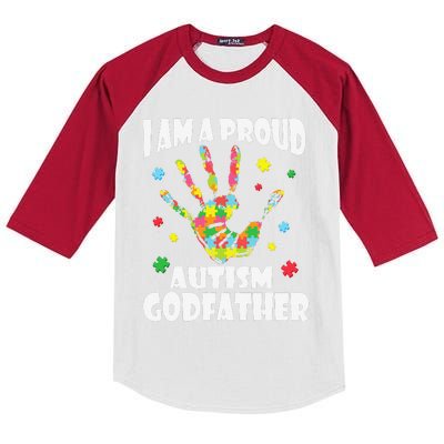 I Am A Proud Autism Godfather Love Support Teach Kids Colorblock Raglan Jersey