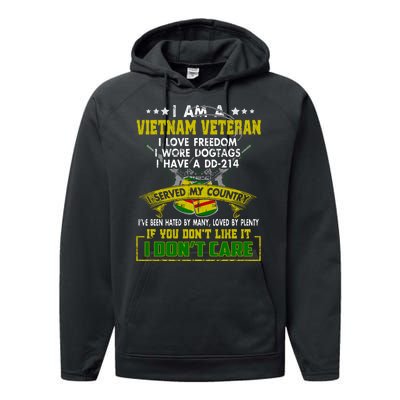 I Am A Vietnam Veteran I Served My Country Performance Fleece Hoodie