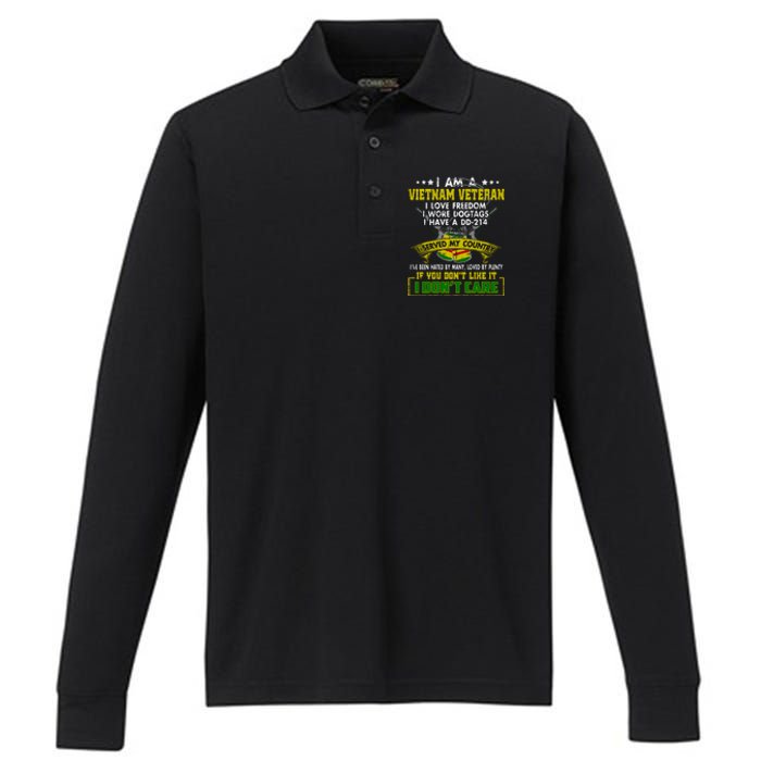 I Am A Vietnam Veteran I Served My Country Performance Long Sleeve Polo