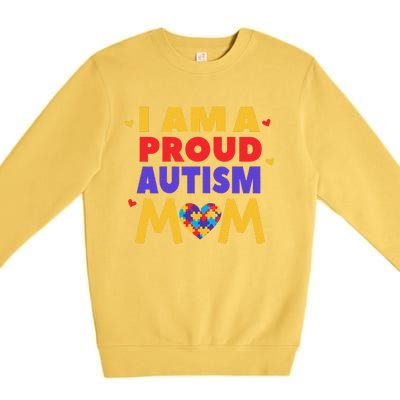 I Am A Proud Autism Mom Autistic Support Awareness Premium Crewneck Sweatshirt