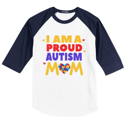 I Am A Proud Autism Mom Autistic Support Awareness Baseball Sleeve Shirt