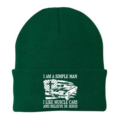 I Am A Simple Man I Like Muscle Cars And Believe In Jesus Knit Cap Winter Beanie