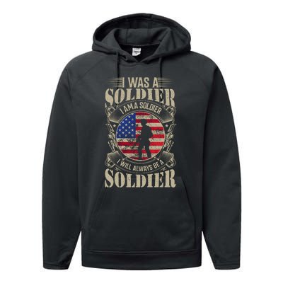 I Am A Soldier USA Veteran T Performance Fleece Hoodie