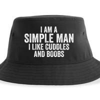 I Am A Simple Man I Like Cuddles And Boobs Funny Sarcasm Sustainable Bucket Hat