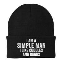 I Am A Simple Man I Like Cuddles And Boobs Funny Sarcasm Beanie