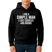 I Am A Simple Man I Like Cuddles And Boobs Funny Sarcasm Kids Hoodie