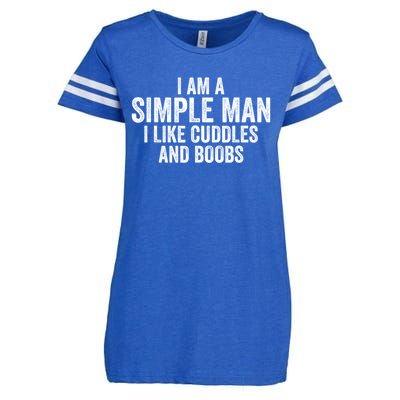 I Am A Simple Man I Like Cuddles And Boobs Funny Sarcasm Enza Ladies Jersey Football T-Shirt