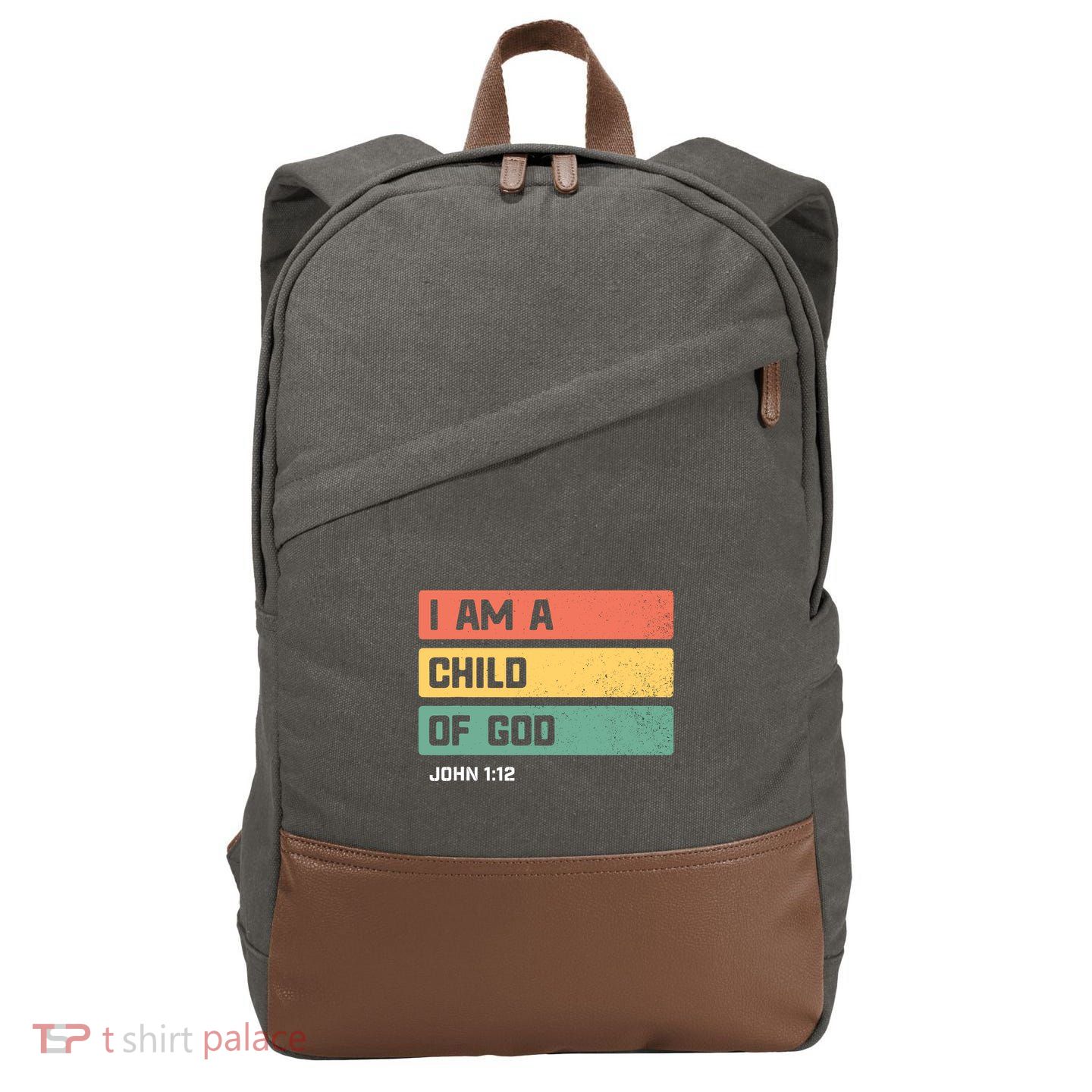 I Am A Child Of God Christian Bible Verse John 1:12 Cotton Canvas Backpack