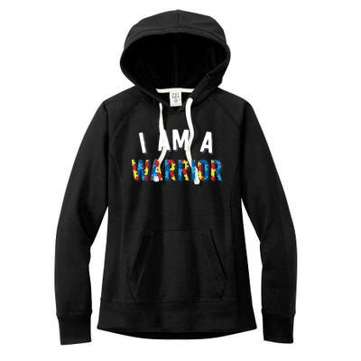 I Am A Warrior Autism Family Gift Puzzle Autism Awareness Gift Women's Fleece Hoodie