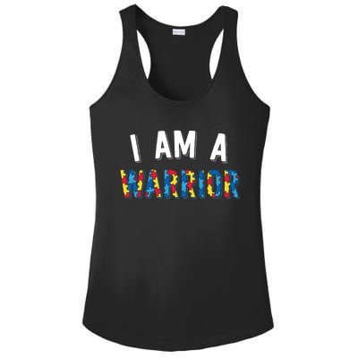 I Am A Warrior Autism Family Gift Puzzle Autism Awareness Gift Ladies PosiCharge Competitor Racerback Tank