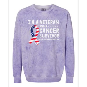 I Am A Veteran And A Cancer Survivor Ribbon Colorblast Crewneck Sweatshirt