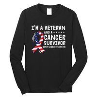 I Am A Veteran And A Cancer Survivor Ribbon Long Sleeve Shirt