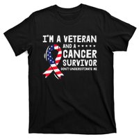 I Am A Veteran And A Cancer Survivor Ribbon T-Shirt