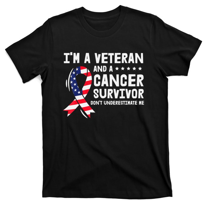 I Am A Veteran And A Cancer Survivor Ribbon T-Shirt