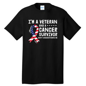 I Am A Veteran And A Cancer Survivor Ribbon Tall T-Shirt