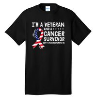 I Am A Veteran And A Cancer Survivor Ribbon Tall T-Shirt