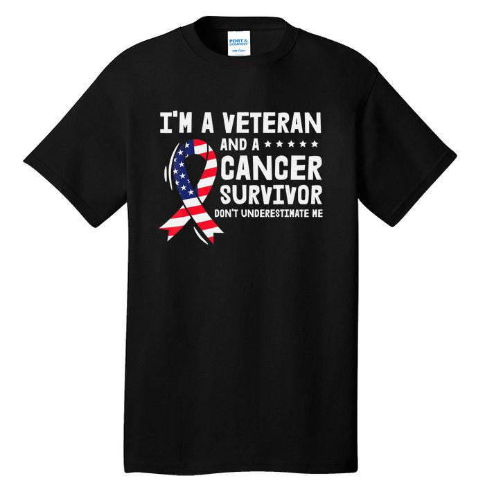 I Am A Veteran And A Cancer Survivor Ribbon Tall T-Shirt