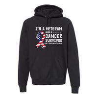 I Am A Veteran And A Cancer Survivor Ribbon Premium Hoodie