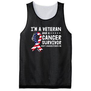 I Am A Veteran And A Cancer Survivor Ribbon Mesh Reversible Basketball Jersey Tank