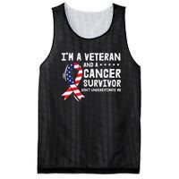 I Am A Veteran And A Cancer Survivor Ribbon Mesh Reversible Basketball Jersey Tank