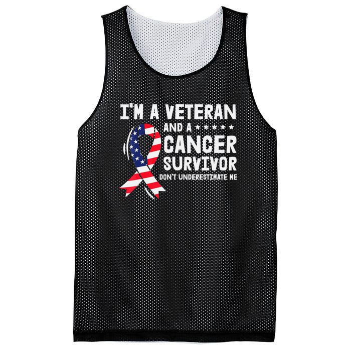 I Am A Veteran And A Cancer Survivor Ribbon Mesh Reversible Basketball Jersey Tank