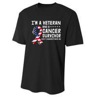 I Am A Veteran And A Cancer Survivor Ribbon Performance Sprint T-Shirt