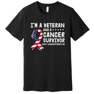 I Am A Veteran And A Cancer Survivor Ribbon Premium T-Shirt