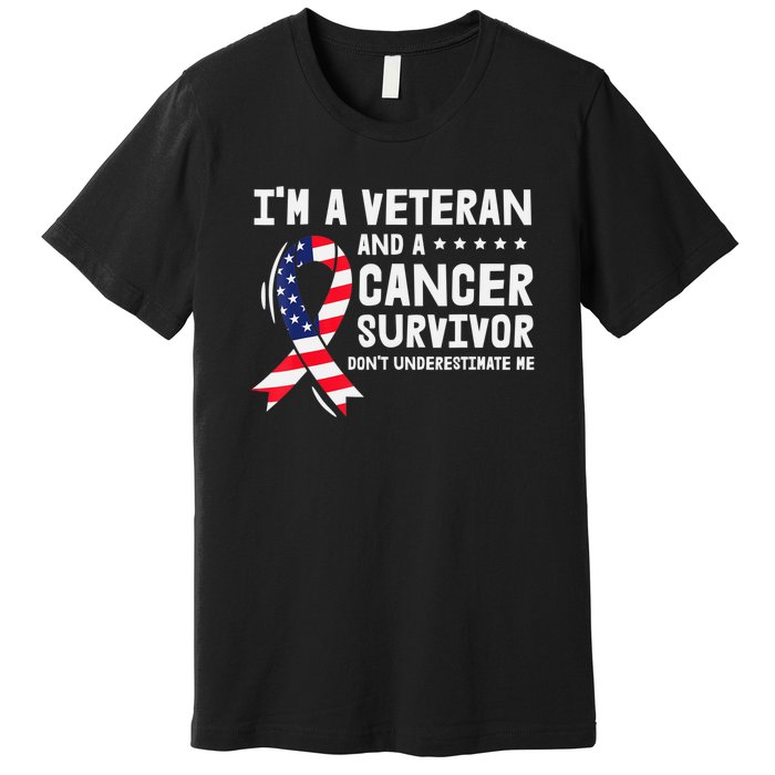 I Am A Veteran And A Cancer Survivor Ribbon Premium T-Shirt