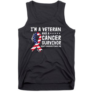 I Am A Veteran And A Cancer Survivor Ribbon Tank Top