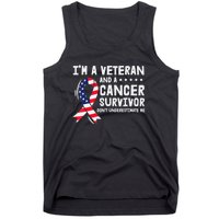 I Am A Veteran And A Cancer Survivor Ribbon Tank Top