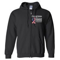 I Am A Veteran And A Cancer Survivor Ribbon Full Zip Hoodie