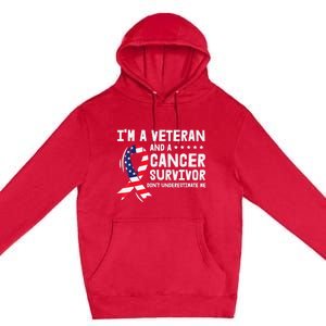 I Am A Veteran And A Cancer Survivor Ribbon Premium Pullover Hoodie