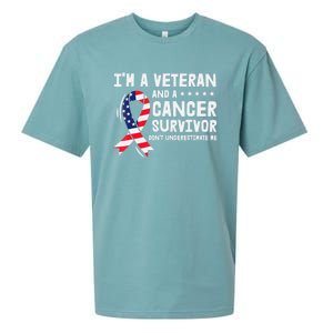 I Am A Veteran And A Cancer Survivor Ribbon Sueded Cloud Jersey T-Shirt