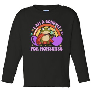 I Am A Conduit For Nonsense Funny Frog Knight Toddler Long Sleeve Shirt