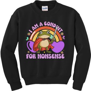 I Am A Conduit For Nonsense Funny Frog Knight Kids Sweatshirt