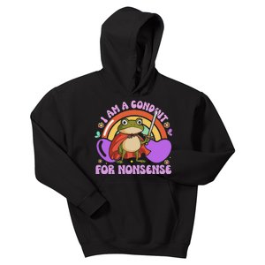 I Am A Conduit For Nonsense Funny Frog Knight Kids Hoodie