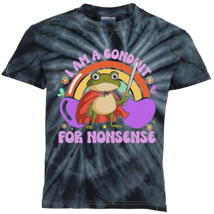 I Am A Conduit For Nonsense Funny Frog Knight Kids Tie-Dye T-Shirt