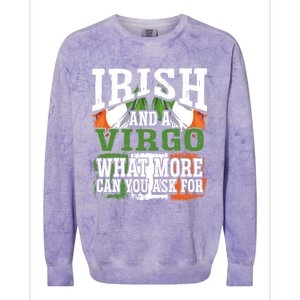 Irish And A Virgo Funny Flag Zodiac Facts Birthday Gift Colorblast Crewneck Sweatshirt