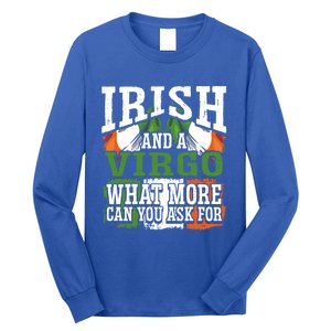 Irish And A Virgo Funny Flag Zodiac Facts Birthday Gift Long Sleeve Shirt