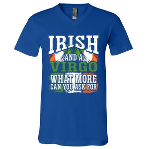 Irish And A Virgo Funny Flag Zodiac Facts Birthday Gift V-Neck T-Shirt