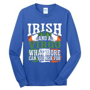 Irish And A Virgo Funny Flag Zodiac Facts Birthday Gift Tall Long Sleeve T-Shirt