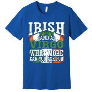 Irish And A Virgo Funny Flag Zodiac Facts Birthday Gift Premium T-Shirt