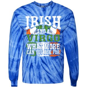 Irish And A Virgo Funny Flag Zodiac Facts Birthday Gift Tie-Dye Long Sleeve Shirt