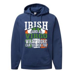 Irish And A Virgo Funny Flag Zodiac Facts Birthday Gift Performance Fleece Hoodie